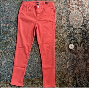 Coral Orange Stretch Jegging Skinny Ankle Pants Jeans